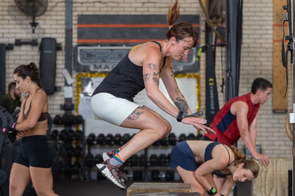 Woman doing box jumping